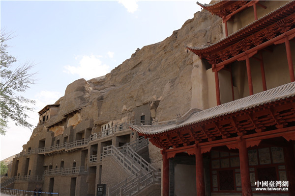 敦煌莫高窟景觀。(中國臺灣網 李岳 攝)